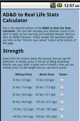 AD&D Stats Quiz android App screenshot 1